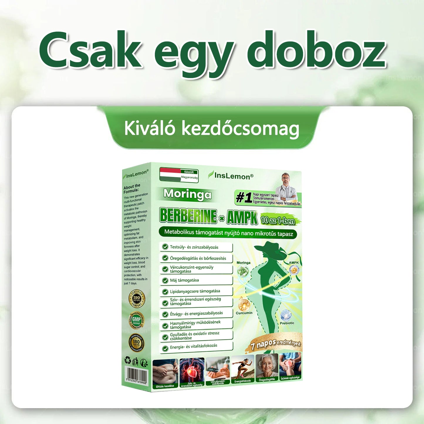 CleraNature® Moringa × Berberin × AMPK 10‑az‑1‑ben metabolikus támogató nanomikrotűs tapasz (Naponta csak egyszer használd, látható változások már 7 nap alatt!)