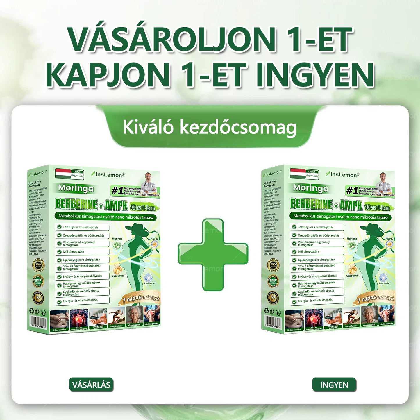 CleraNature® Moringa × Berberin × AMPK 10‑az‑1‑ben metabolikus támogató nanomikrotűs tapasz (Naponta csak egyszer használd, látható változások már 7 nap alatt!)