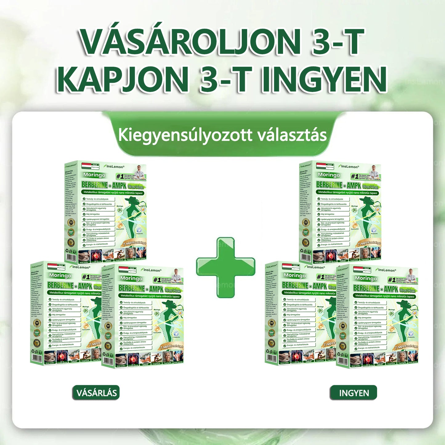 CleraNature® Moringa × Berberin × AMPK 10‑az‑1‑ben metabolikus támogató nanomikrotűs tapasz (Naponta csak egyszer használd, látható változások már 7 nap alatt!)