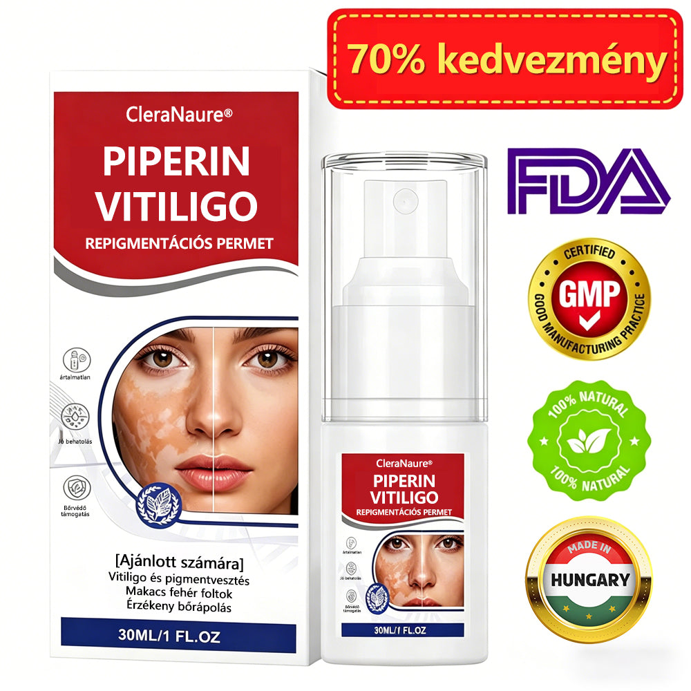 CleraNaure® Piperin Vitiligo újrapigmentáló permet – 🌿Szteroidmentes növényi összetétel | Kíméletes és hatékony minden bőrtípushoz✨