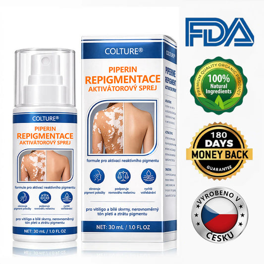 COLTURE® Piperine Repigment Aktivátor Sprej | Pro reaktivaci spících pigmentových buněk a obnovení přirozené barvy pleti.