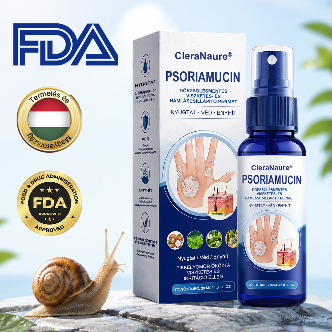 CleraNaure® PsoriaMucin Dörzsölésmentes Viszketés- és Pikkelyenyhítő Permet🥇