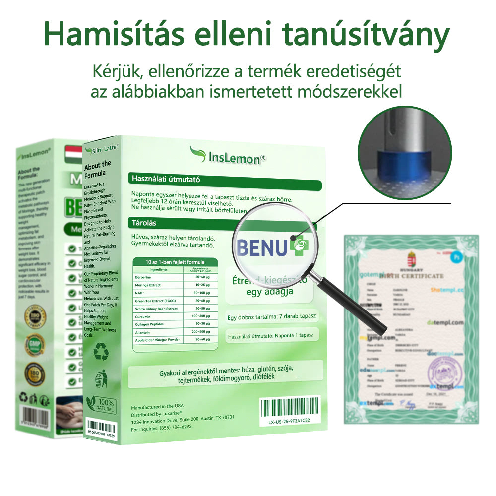 CleraNature® Moringa × Berberin × AMPK 10‑az‑1‑ben metabolikus támogató nanomikrotűs tapasz (Naponta csak egyszer használd, látható változások már 7 nap alatt!)