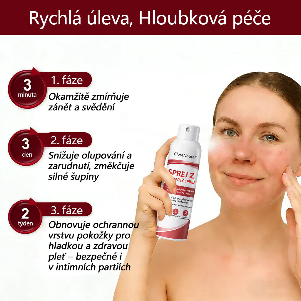 CleraNature® Sprej s Hovězím Tvarohem pro Svědící, Olupující se Pokožku Při Psoriáze