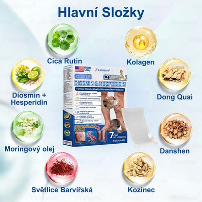 FLORISMA® Klinická mikrojehličková náplast s diosminem a hesperidinem🌿 – zaměřená na křečové a metličkové žilky, pomáhá zmírnit pocit těžkých a unavených nohou