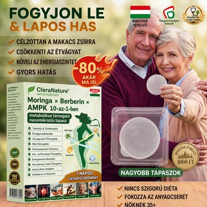 CleraNature® Moringa × Berberin × AMPK 10‑az‑1‑ben metabolikus támogató nanomikrotűs tapasz (Naponta csak egyszer használd, látható változások már 7 nap alatt!)